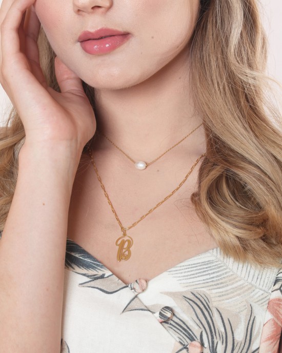 Gümüş Süslü Harf Kolyesi