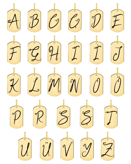 Kavisli Dikdörtgen Kalpli Harfli Gümüş Kolye