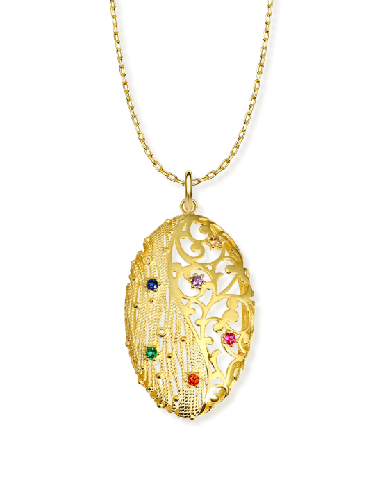 Hayat ve Dilek Ağacı Oval Gümüş Kolye