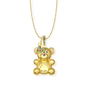 Taşlı Harfli Sevimli Ayıcık (Teddy Bear) Kolye
