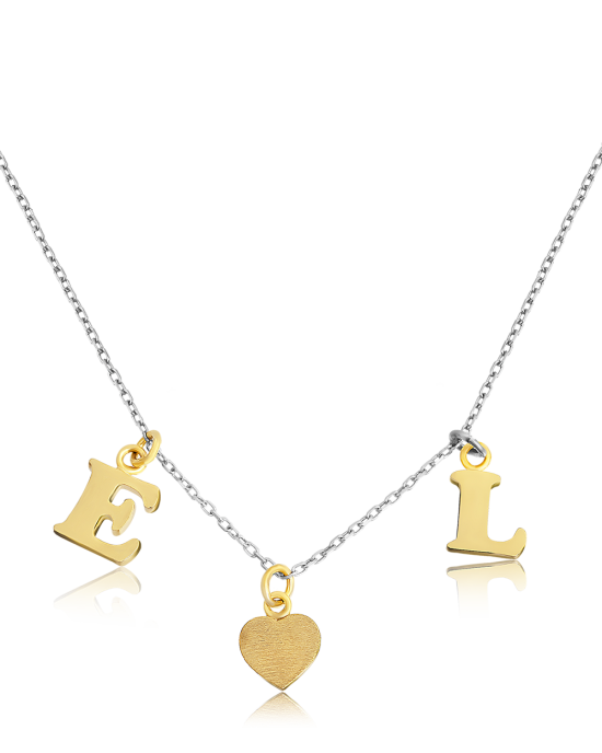 Minik İki Harfli Kalpli Kolye