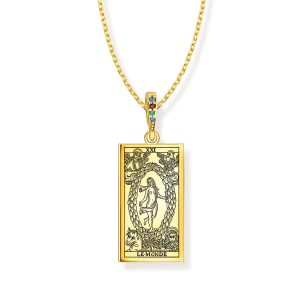 Tarot Gümüş Kolye Dünya Kartı